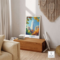 Atlanta Art Print showcasing a vibrant cityscape, perfect for home or office decoration.