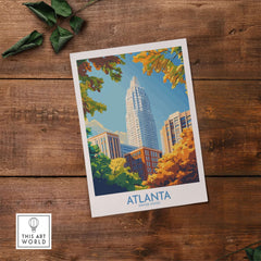 Atlanta Art Print showcasing a vibrant cityscape of Atlanta with colorful autumn foliage.