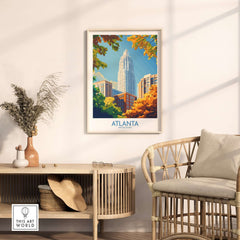 Atlanta Art Print showcasing a vibrant cityscape of Atlanta in a stylish setting.