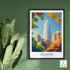 Atlanta Art Print showcasing a vibrant cityscape of Atlanta with colorful foliage, perfect for home decor.