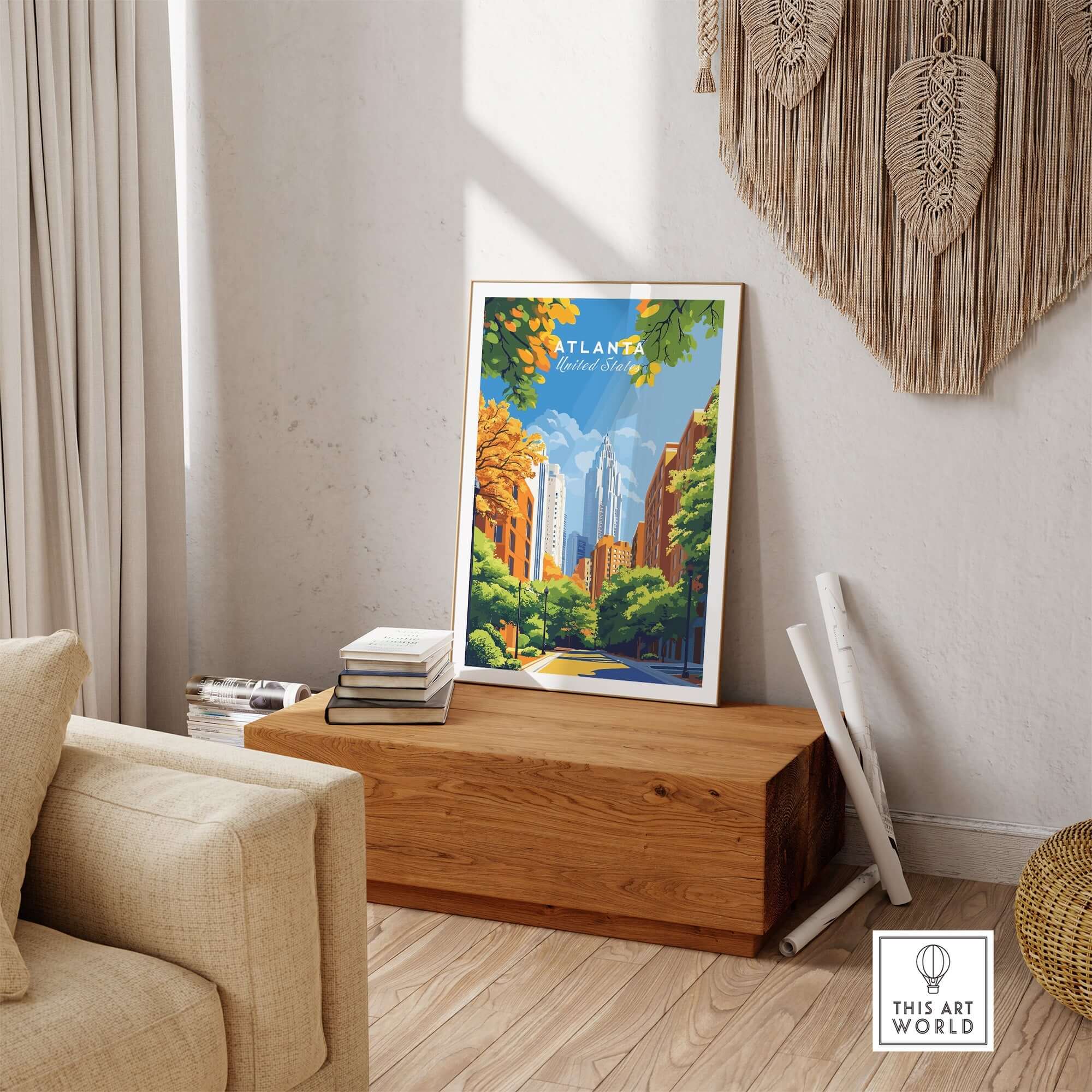 Atlanta Wall Art showcasing a vibrant cityscape, adding urban charm to living space decor.