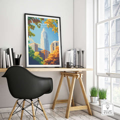Atlanta Wall Art Poster displayed in a bright home office setting with modern decor and natural light.