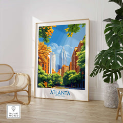 Atlanta Wall Art Print featuring vibrant cityscape and iconic landmarks of Atlanta.