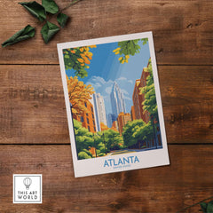 Atlanta Wall Art Print featuring iconic skyline and vibrant colors, capturing the energy of Atlanta city.