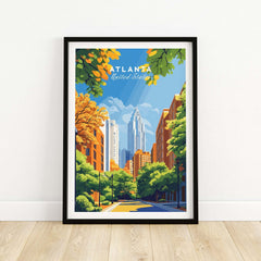 Atlanta Wall Art showcasing a vibrant cityscape with greenery and skyscrapers, perfect for urban decor.