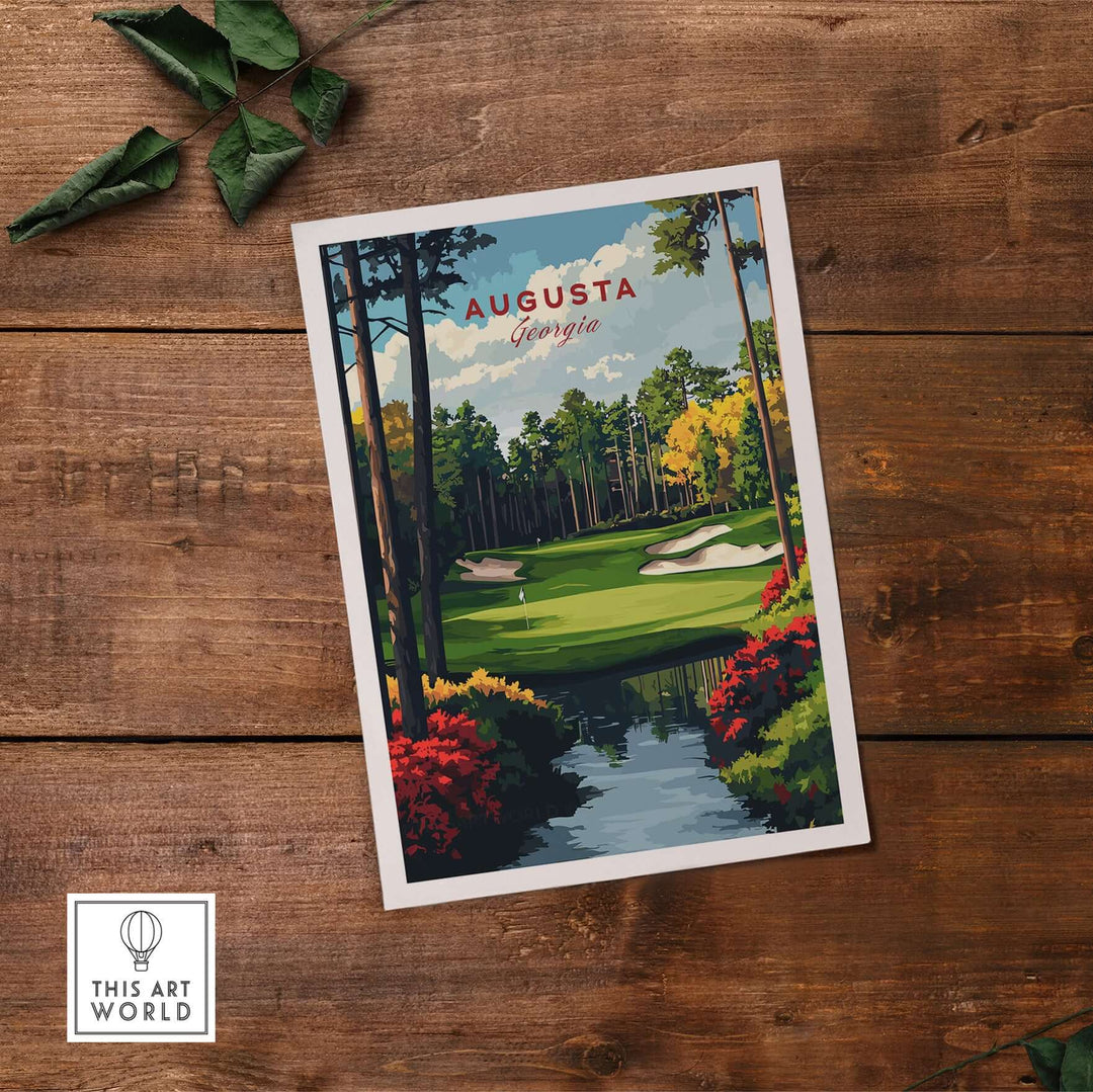 Augusta Georgia golf course art print featuring lush fairways and vibrant greens for home decor.