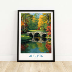 Augusta Georgia Stone Bridge Golf Print - Famous 12th Hole Golf Course Rae's Creek Bridge framed artwork