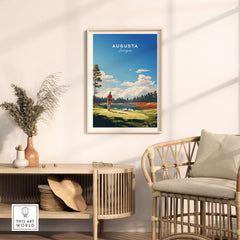 Augusta National Golf Print - The Masters Golf Poster displayed in a stylish living room setting.