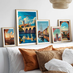 Avignon Travel Print framed wall art showcasing scenic views from Avignon, perfect for home decor and travel enthusiasts.