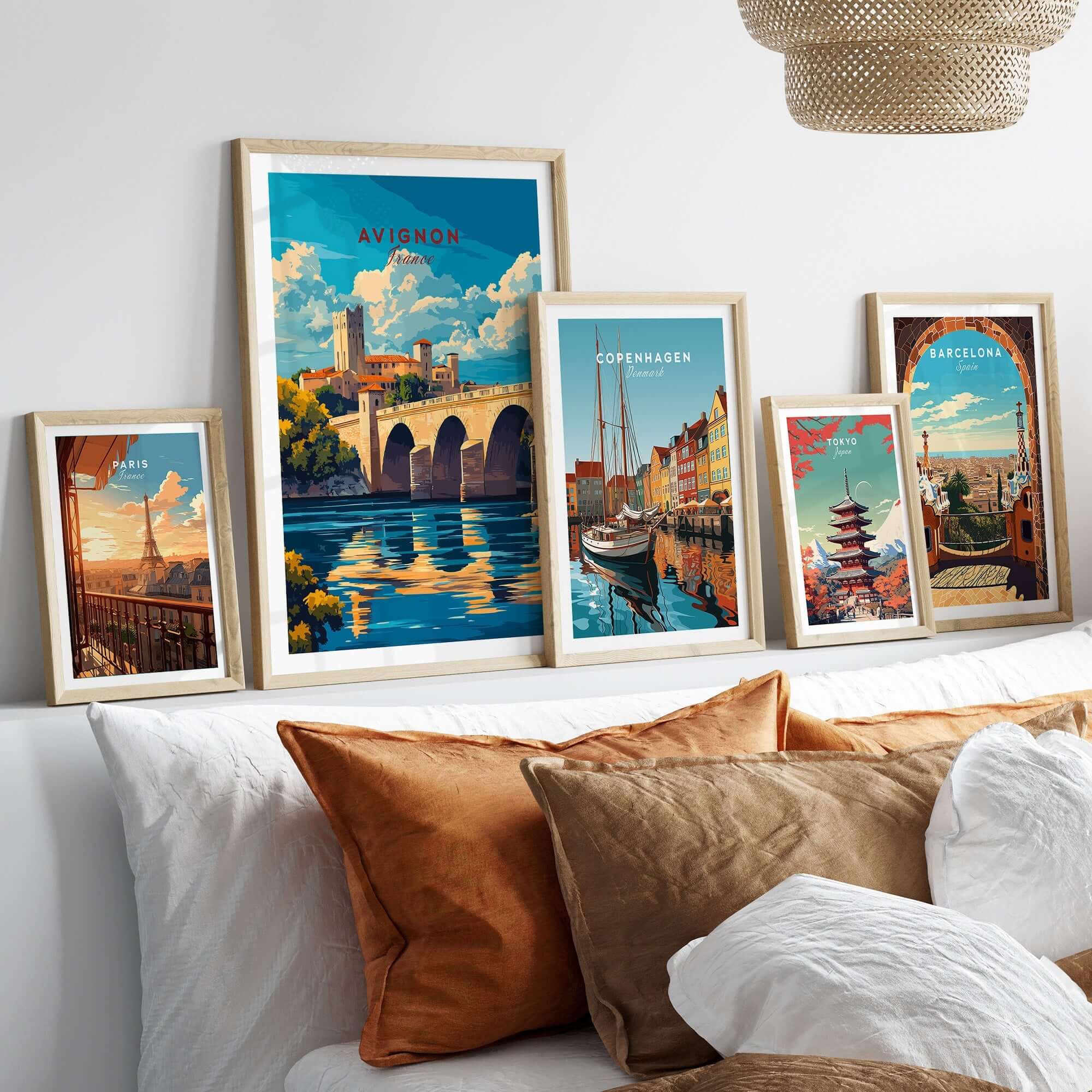 Avignon Travel Print framed wall art showcasing scenic views from Avignon, perfect for home decor and travel enthusiasts.