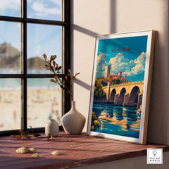 Avignon Travel Print showcasing the iconic bridge and serene waters, perfect for home decor and travel lovers.