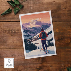 Avoriaz French Ski Poster | Skiing Wall Art capturing alpine scenery and skiing excitement