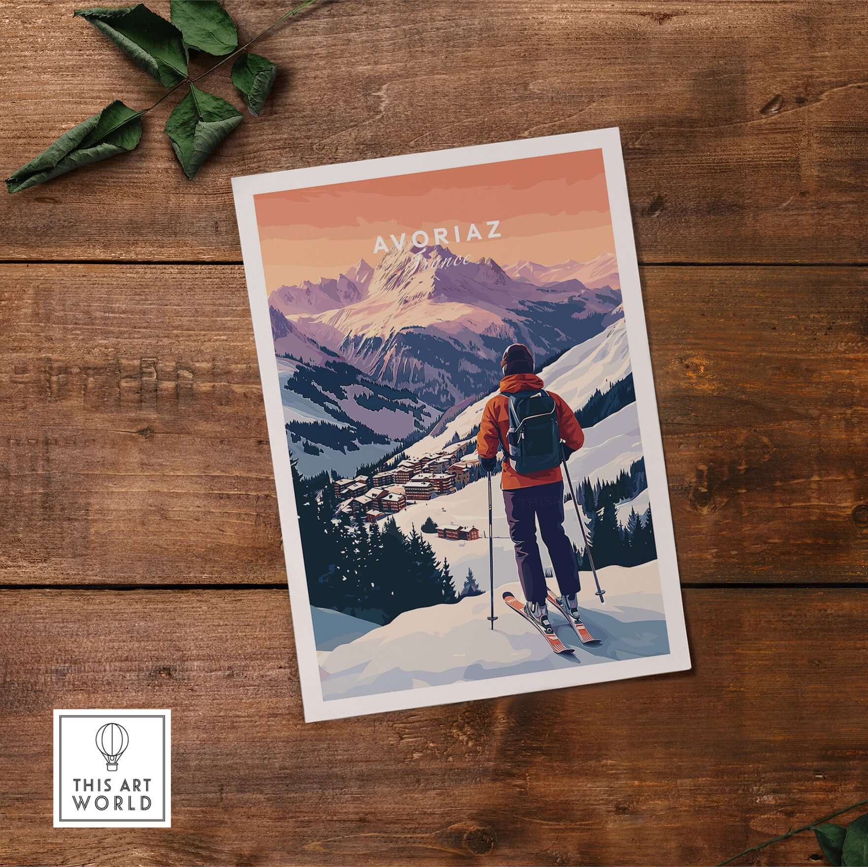 Avoriaz French Ski Poster | Skiing Wall Art capturing alpine scenery and skiing excitement