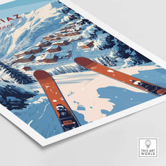 Avoriaz Portes du Soleil Slopes Print | French Alpine Ski Wall Decor featuring scenic ski landscape and vibrant colors.