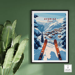 Avoriaz Portes du Soleil Slopes Print | French Alpine Ski Wall Decor featuring a ski view in the French Alps.