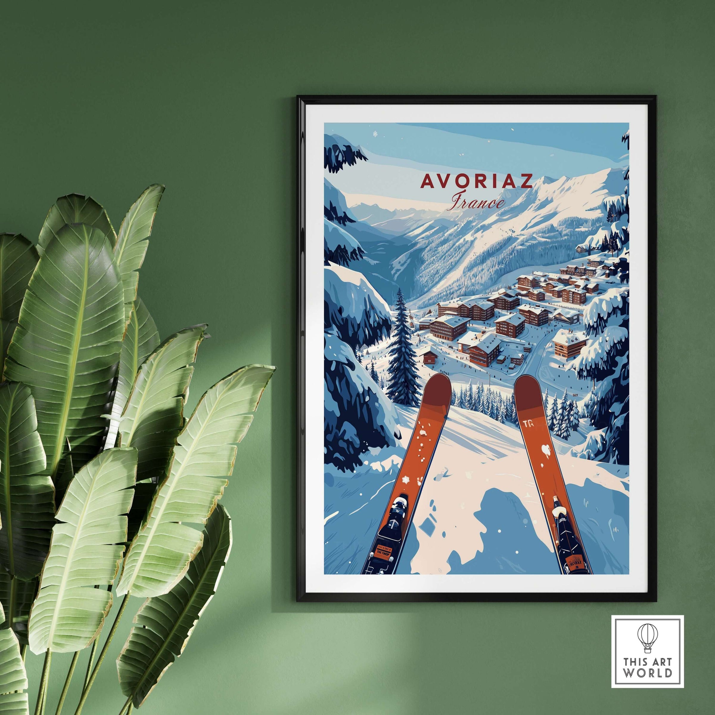 Avoriaz Portes du Soleil Slopes Print | French Alpine Ski Wall Decor featuring a ski view in the French Alps.