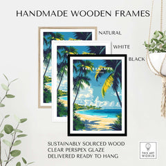 Bahamas Wall Art displayed in handmade wooden frames in natural, white, and black options.