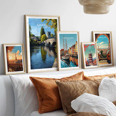 Bakewell Print - All Saints Church Art - English Countryside Poster - Peak District displayed in a stylish living room.