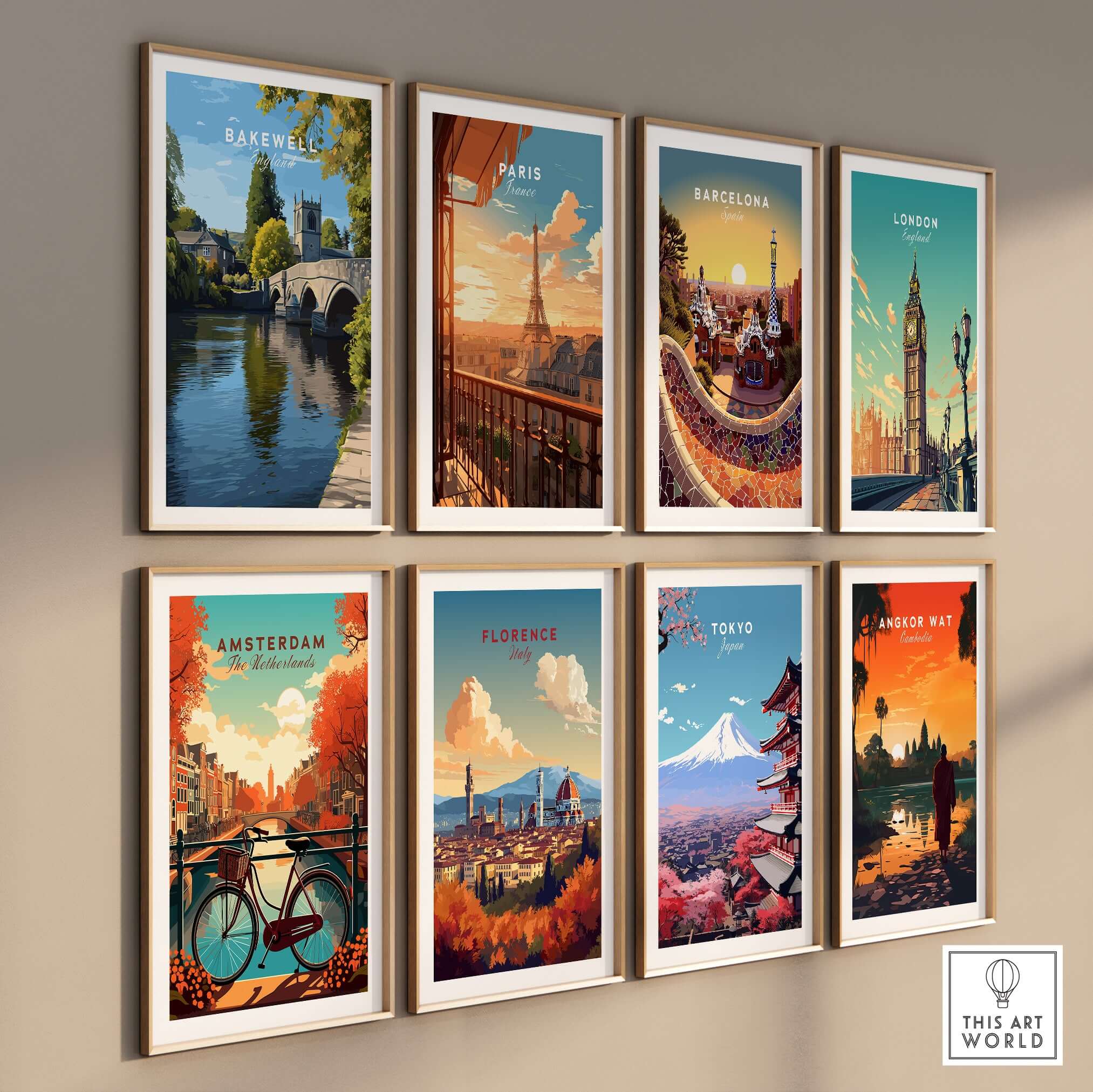Bakewell Print - All Saints Church Art - English Countryside Poster - Peak District displayed among other city posters.