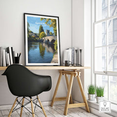 Bakewell Print - All Saints Church Art - English Countryside Poster - Peak District displayed in stylish interior setting.