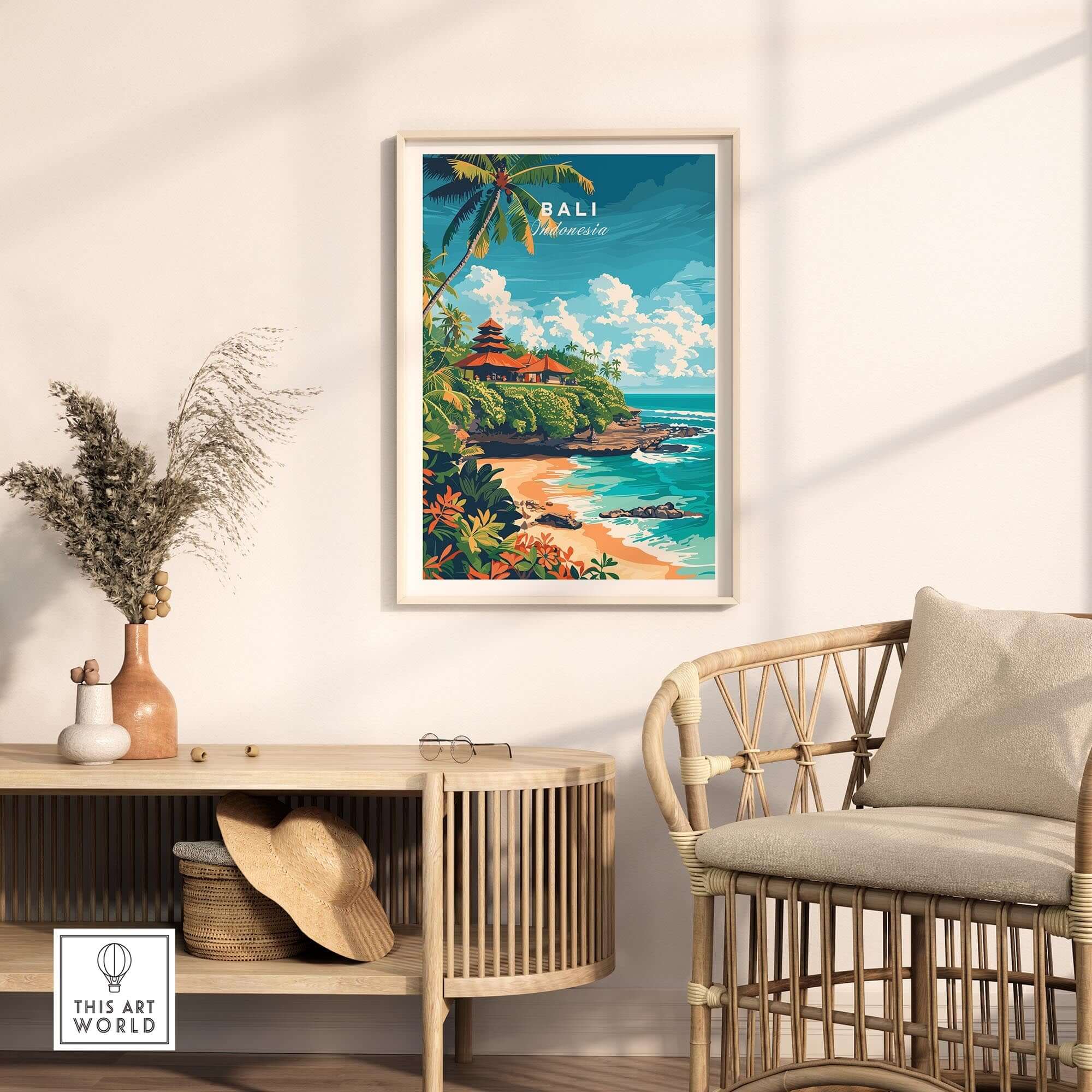 Bali Beach Print showcasing tropical scenery and stunning coastline, perfect for adding paradise to your home decor.