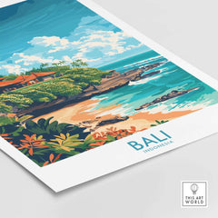 Bali Beach Print - Modern featuring a tropical scene of Bali, Indonesia with lush greenery and serene coastline.