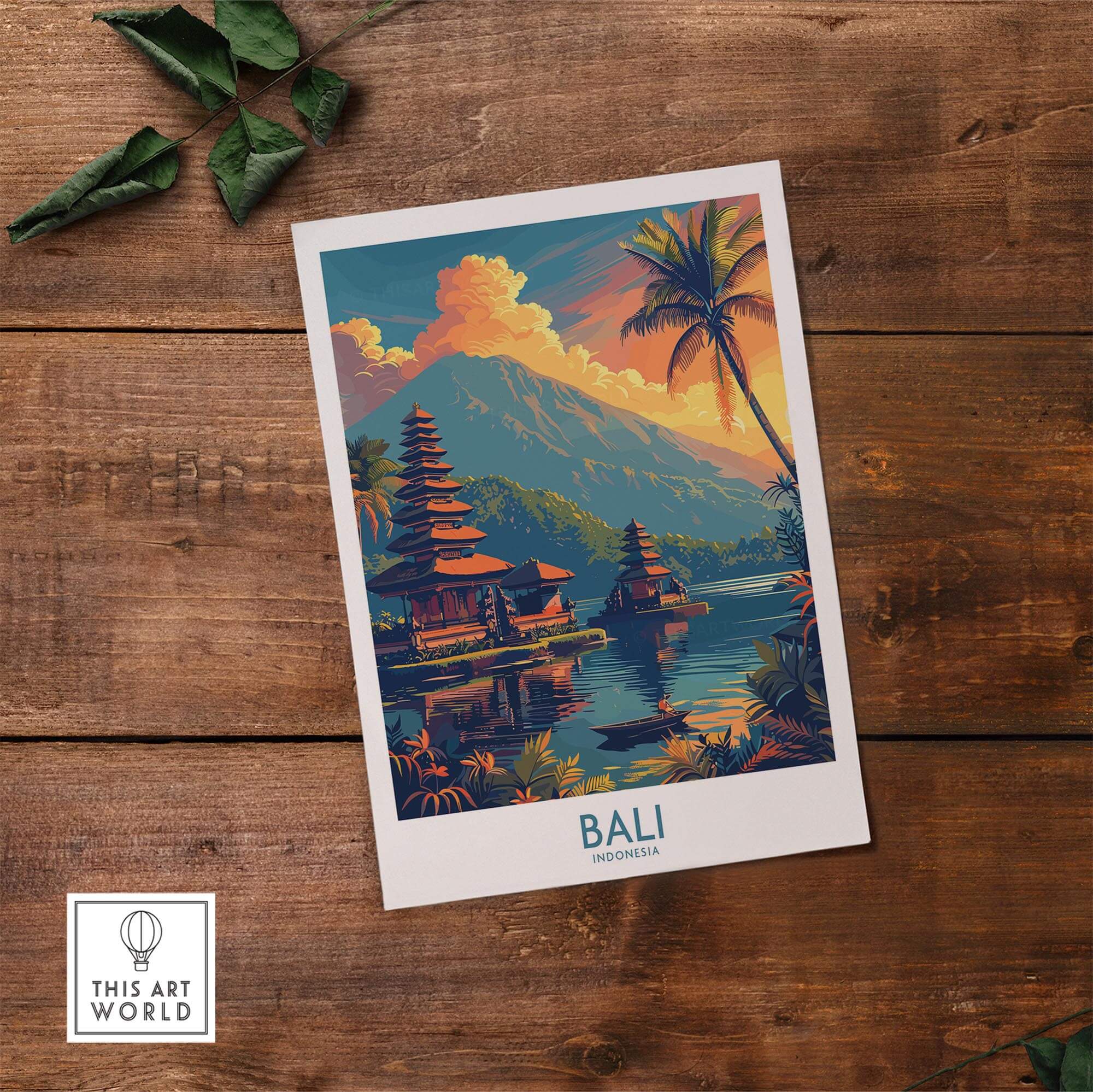 Bali Sunset Wall Art Print showcasing vibrant colors and serene scenery of Bali's landscape.