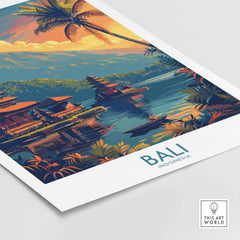 Bali Sunset Wall Art Print featuring a serene view of Bali with vibrant colors and tropical scenery.