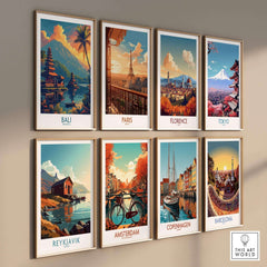 Bali Sunset Wall Art Print featuring vibrant colors and tranquil scenery inspired by Bali.