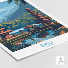 Bali Travel Print Indonesia - Modern featuring a vibrant landscape of Bali's temples and scenic beauty.