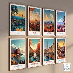 Bali Travel Print - Modern collection featuring vibrant city and destination prints including Bali, Paris, and Florence.
