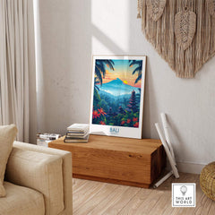 Bali Wall Art Print featuring vibrant colors and intricate designs, adding exotic beauty to home decor.