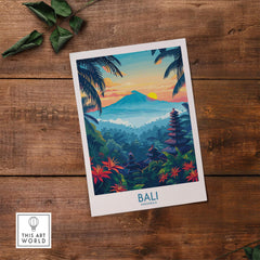 Bali Wall Art Print featuring vibrant colors and intricate designs inspired by Bali's culture and nature.