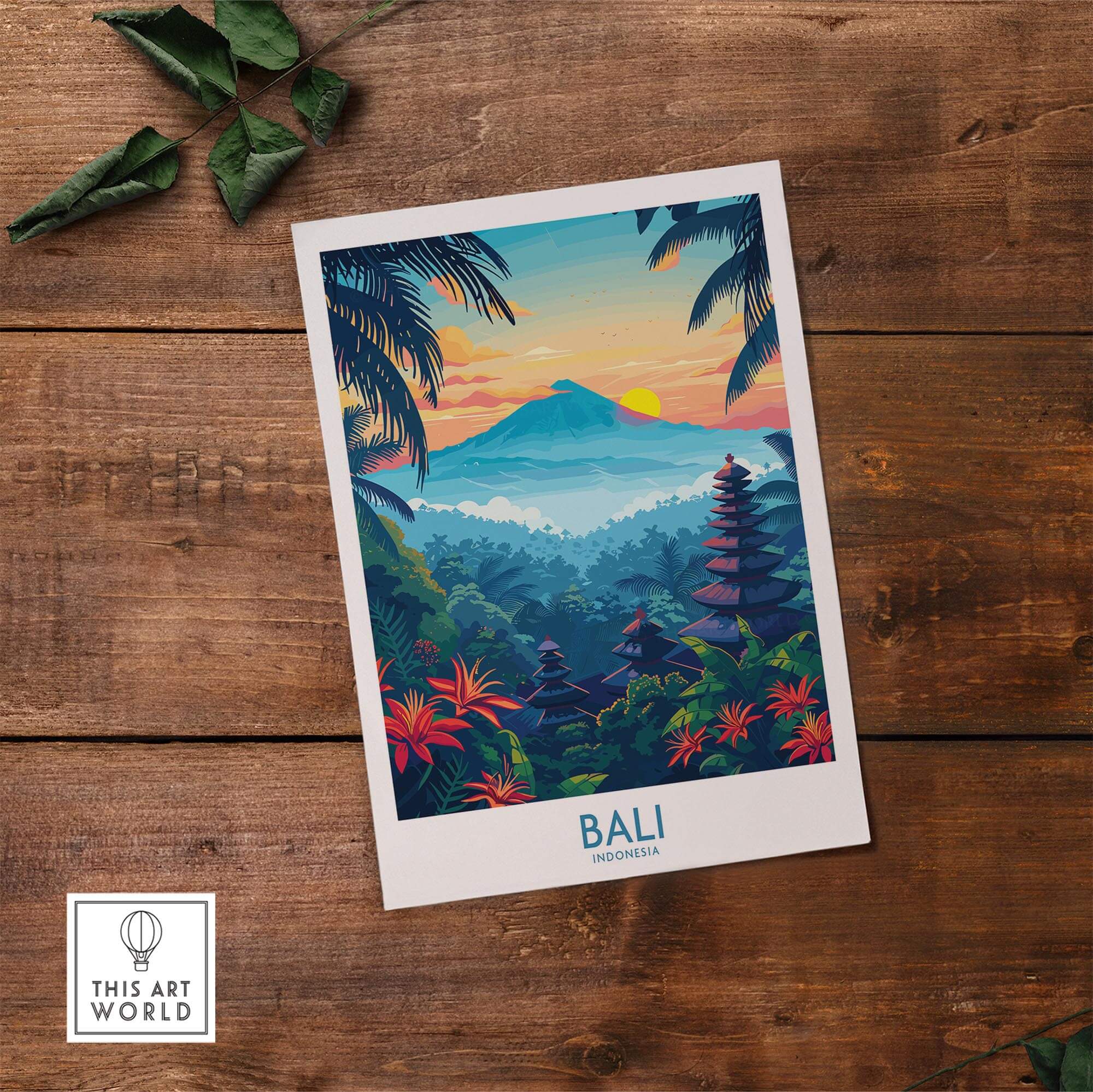Bali Wall Art Print featuring vibrant colors and intricate designs inspired by Bali's culture and nature.