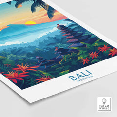 Bali Wall Art Print featuring vibrant colors and intricate designs inspired by Bali's rich culture.