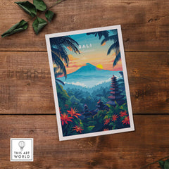 Bali Wall Art Print - Spiritual Poster featuring lush landscapes and cultural elements of Indonesia.