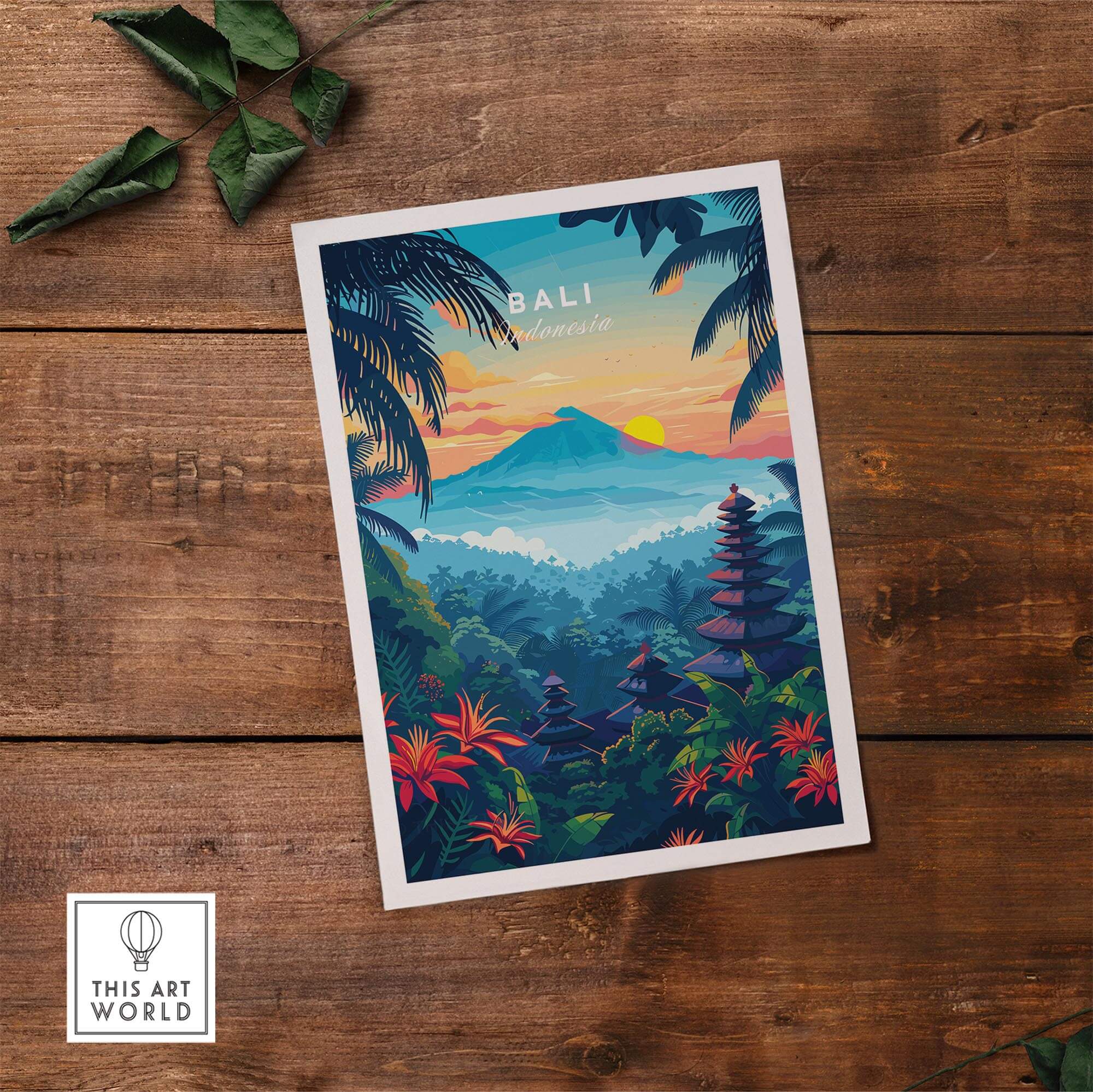 Bali Wall Art Print - Spiritual Poster featuring lush landscapes and cultural elements of Indonesia.
