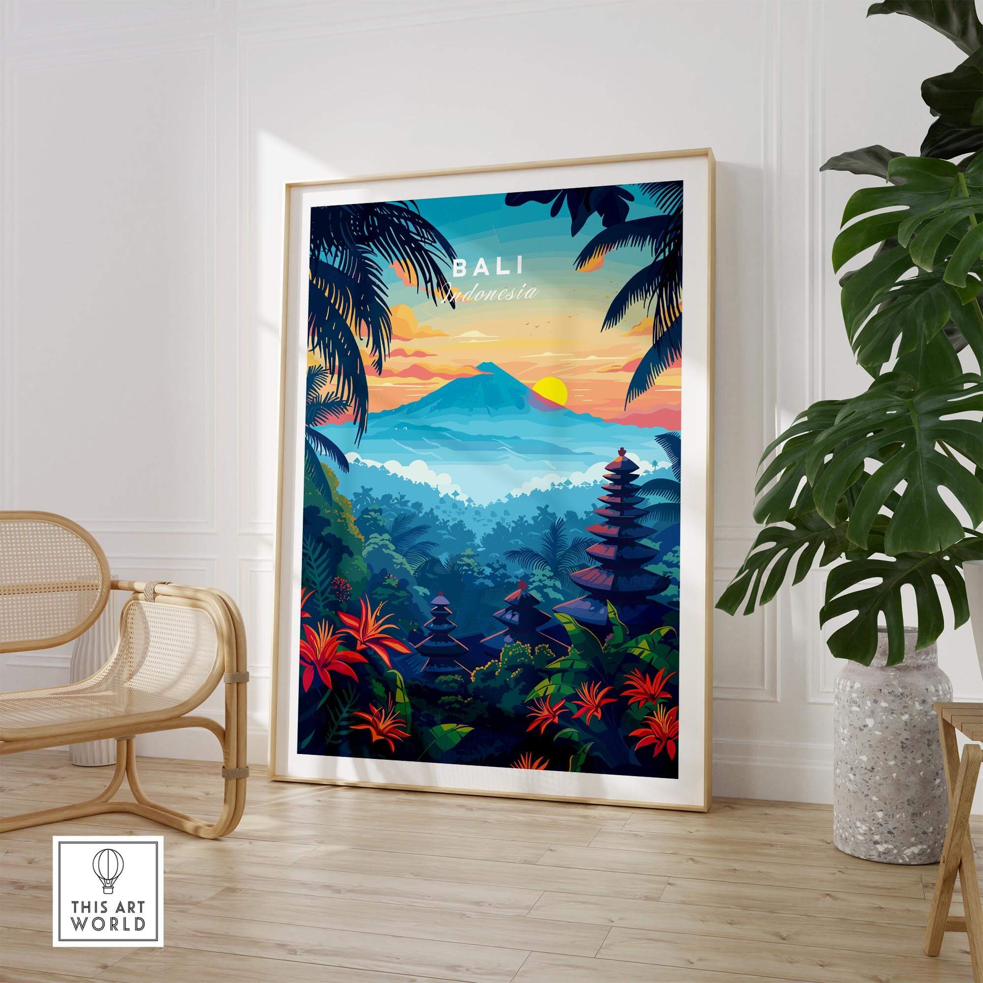 Bali Wall Art Print - Spiritual Poster showcasing vibrant Indonesian landscape and cultural elements.