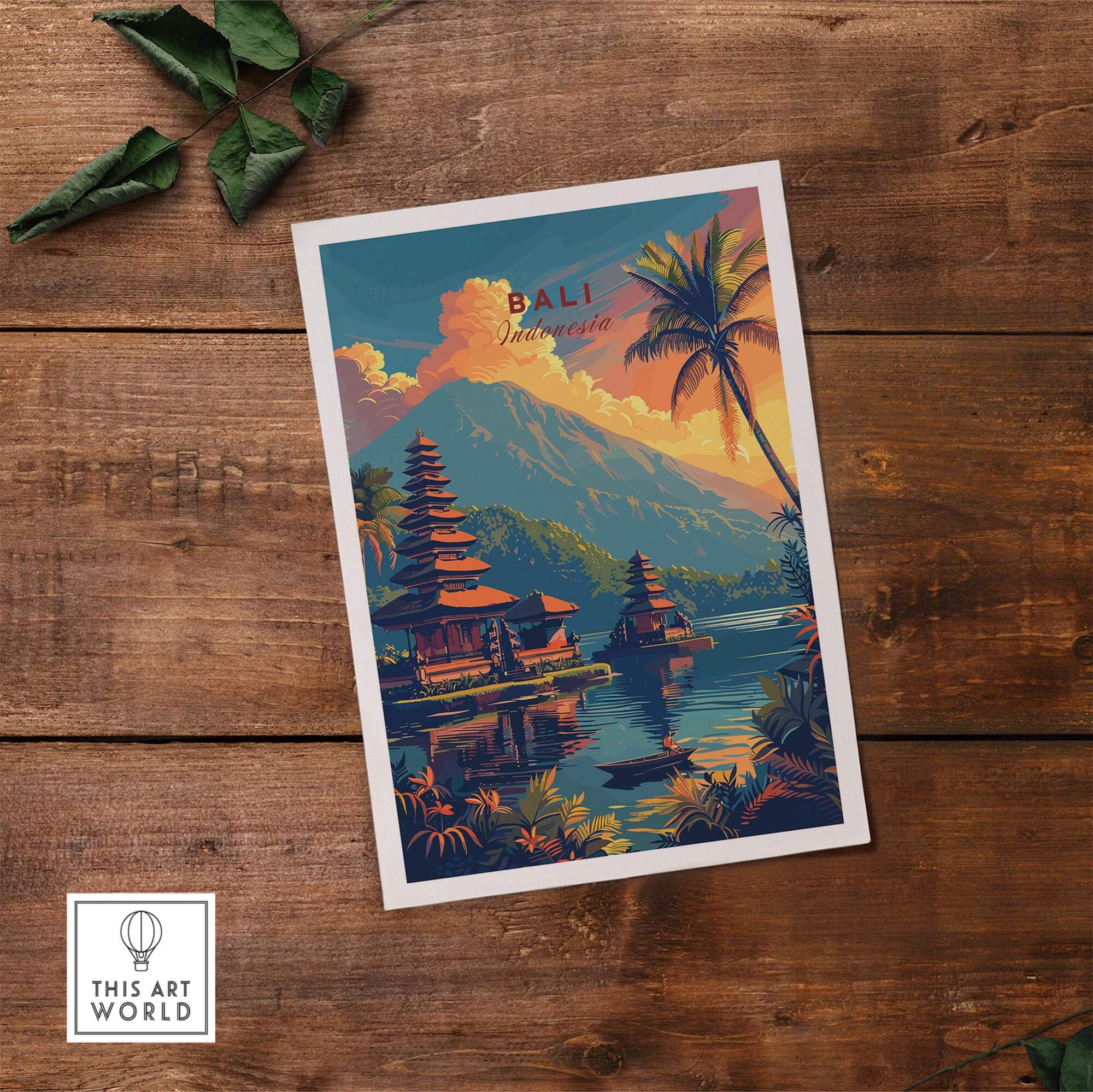 Bali Wall Art Print - Sunset showcasing vibrant colors and exotic beauty of Indonesian islands.