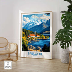 Bariloche Poster showcasing breathtaking mountain scenery and vibrant colors in a stylish setting.