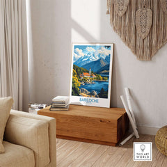 Bariloche Poster featuring stunning mountainous scenery and tranquil lake; perfect for nature lovers.