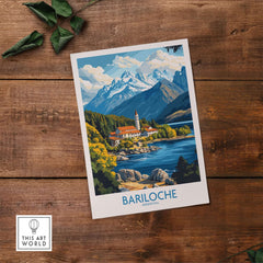 Bariloche Poster featuring stunning mountain views and serene lake scenery from Bariloche, Argentina.