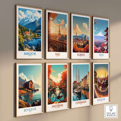 Bariloche Poster collection featuring stunning city landscapes and nature scenes, perfect for home decor.