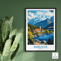 Bariloche Poster featuring a stunning landscape of mountains and lake, perfect for nature lovers.