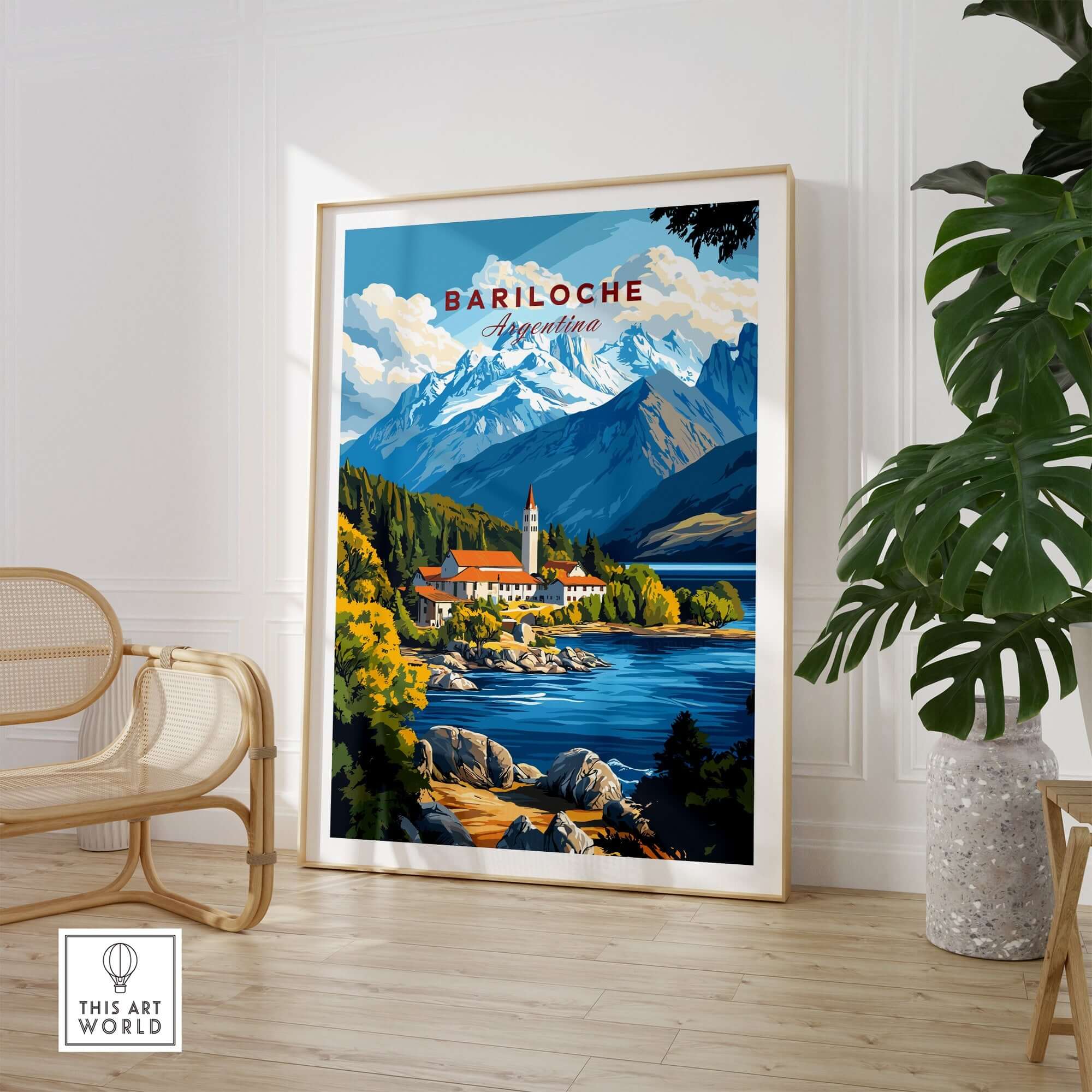 Bariloche Print showcasing the stunning landscape of Argentina's Patagonia with vibrant colors and intricate details.