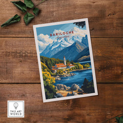 Bariloche Print showcasing the stunning landscape of Argentina's Patagonia with mountains and a serene lake.