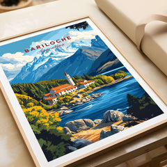 Bariloche Print showcasing stunning landscape of Bariloche, Argentina with vibrant colors and detailed artwork.