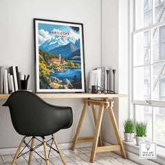 Bariloche Print displayed in a modern room, showcasing vibrant colors and stunning Patagonia landscape.