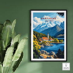 Bariloche Print featuring a stunning view of Bariloche, Argentina with mountains and lakes.