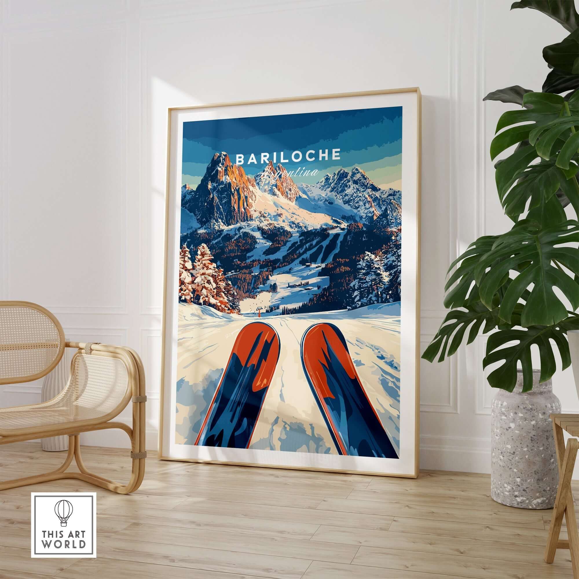 Bariloche Print Argentina showcasing stunning landscapes and skiing in Bariloche, Argentina.